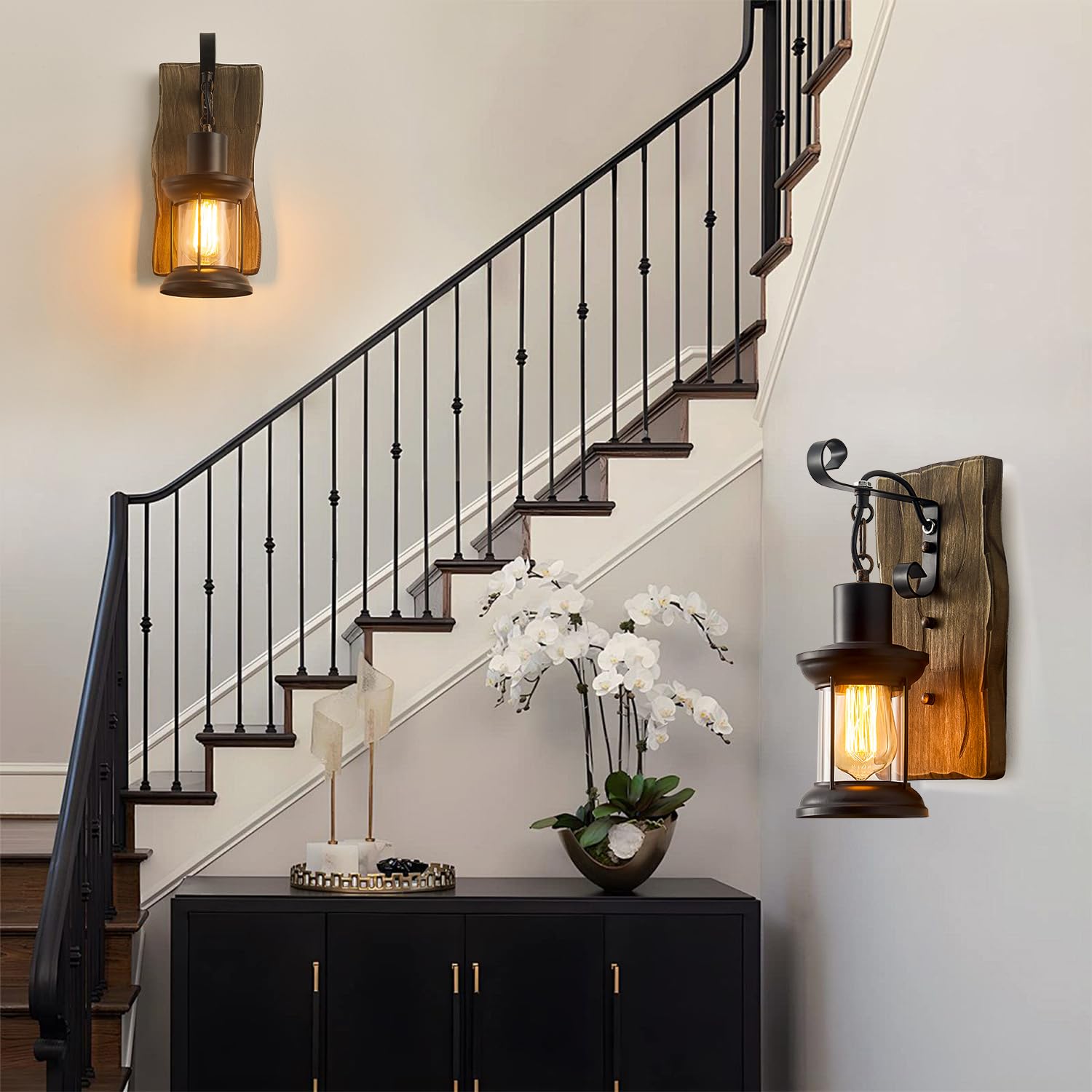NDDSWM industrial wall lamp complements modern interiors with rustic charm.