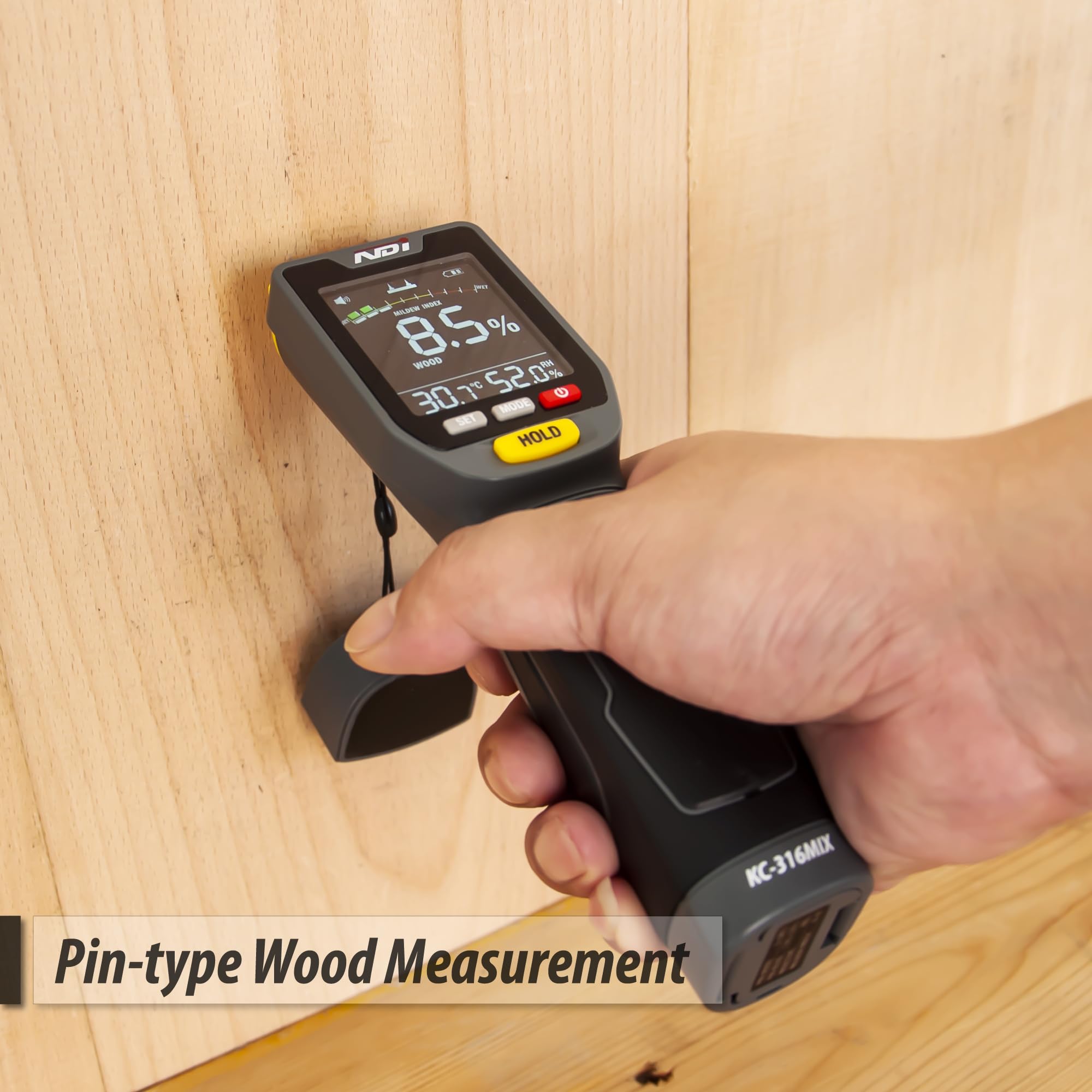 NDI ergonomic handle offers comfortable grip during testing