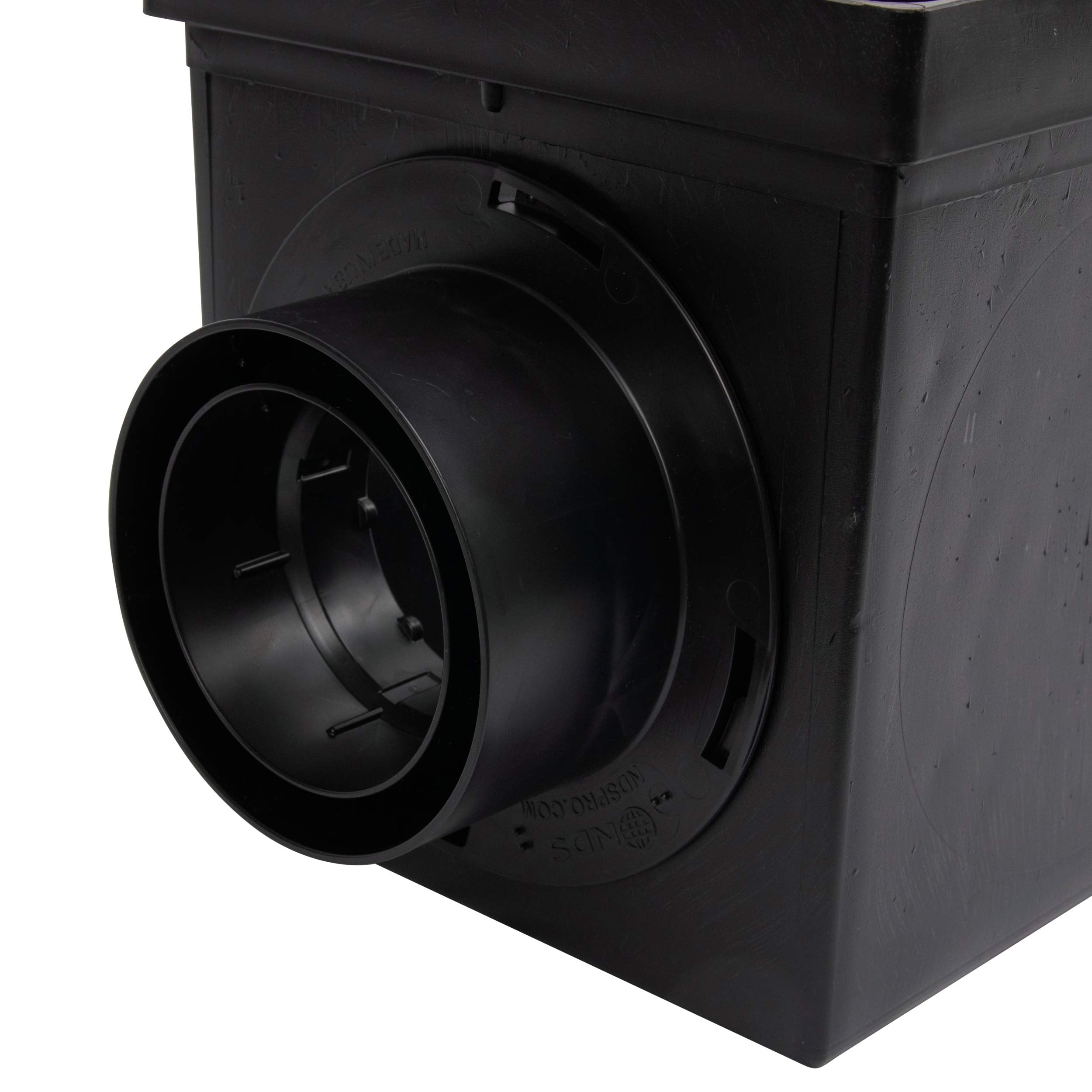 NDS 9-inch plastic drain grate blocks debris and helps flow.
