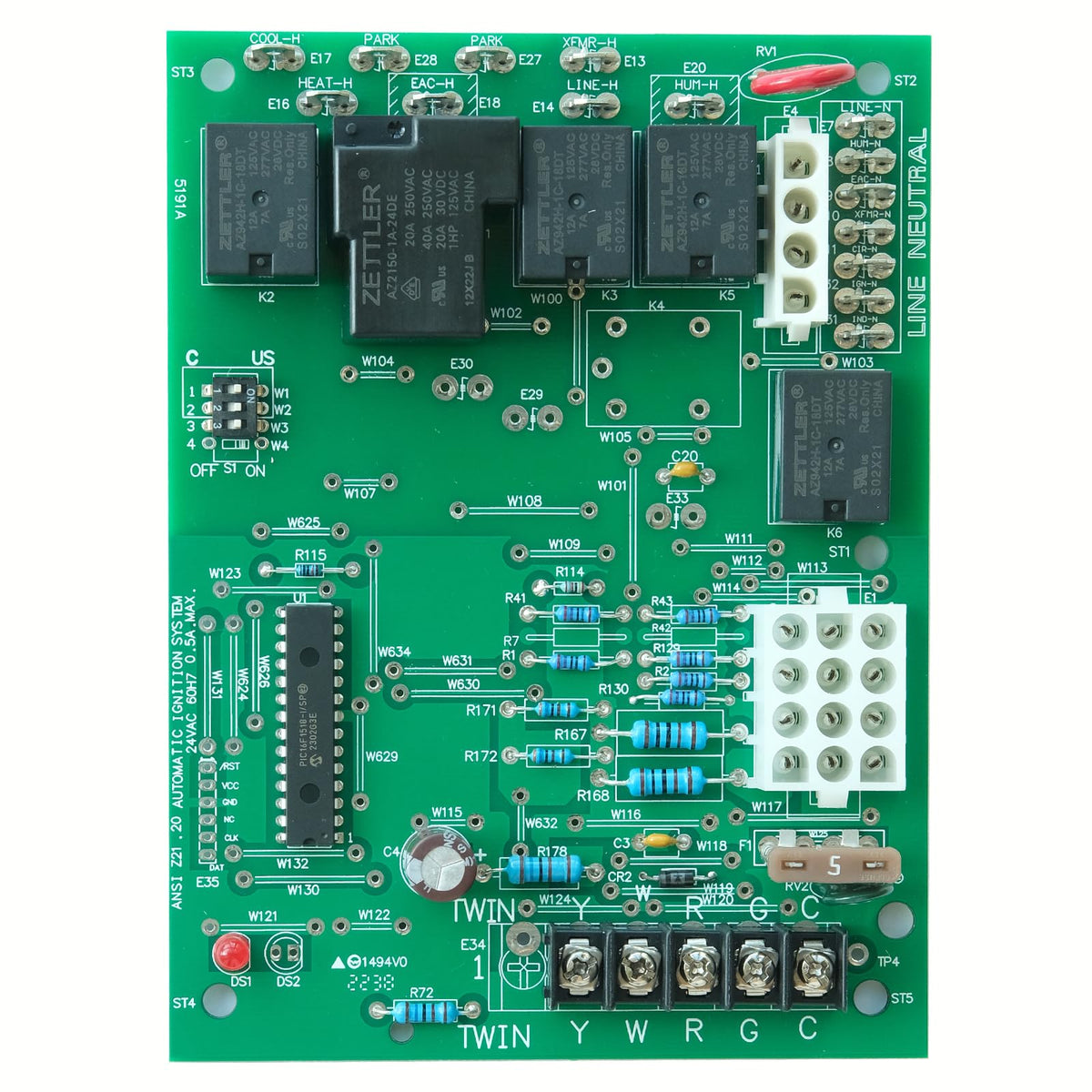 NEALMART 50A55-474 board front view for easy direct replacement in older furnaces.