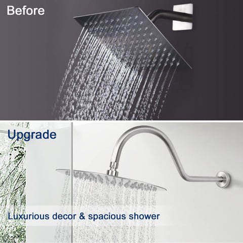 NearMoon shower arm with 1/2 NPT provides broad compatibility with standard plumbing