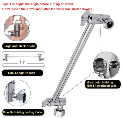 NearMoon 11-inch brass arm extension adjusts height and angle for personalized comfort