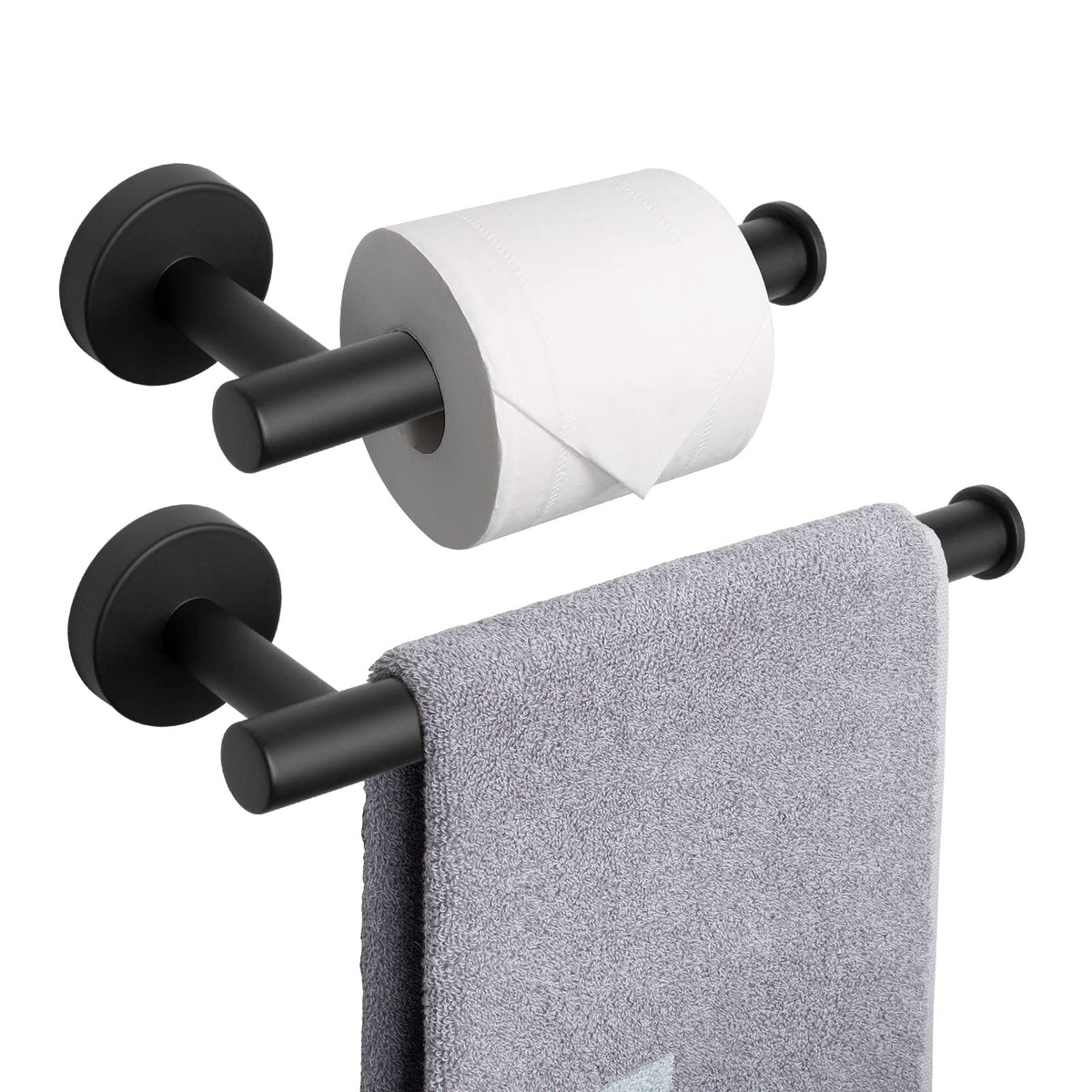 NearMoon toilet paper holder in matte black for humid bathrooms.