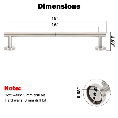 NearMoon towel bar in brushed nickel, side mount, space-saving design near cabinets.