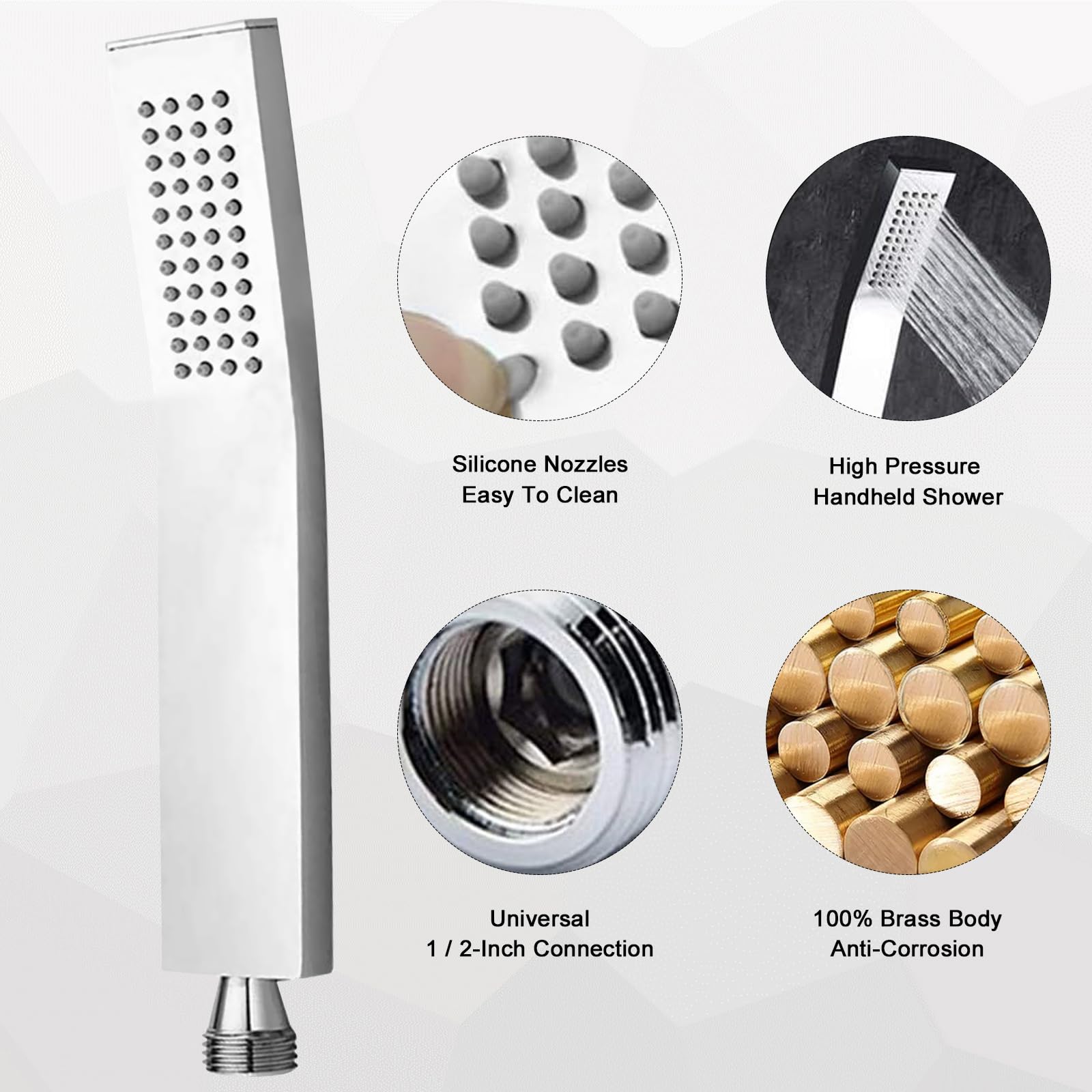 NearMoon brass wall bracket supporting a secure handheld shower head.