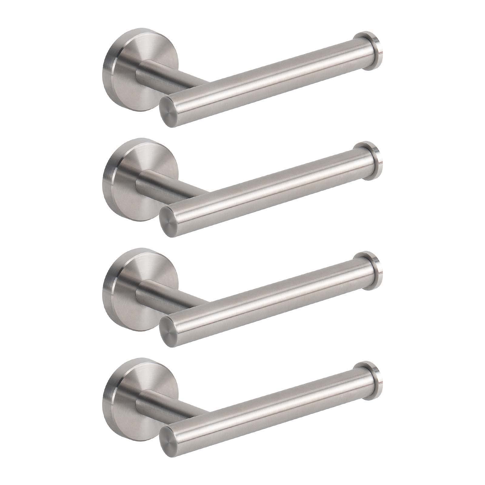 NearMoon toilet paper holder with 6-inch arm, brushed nickel finish for easy bathroom access.
