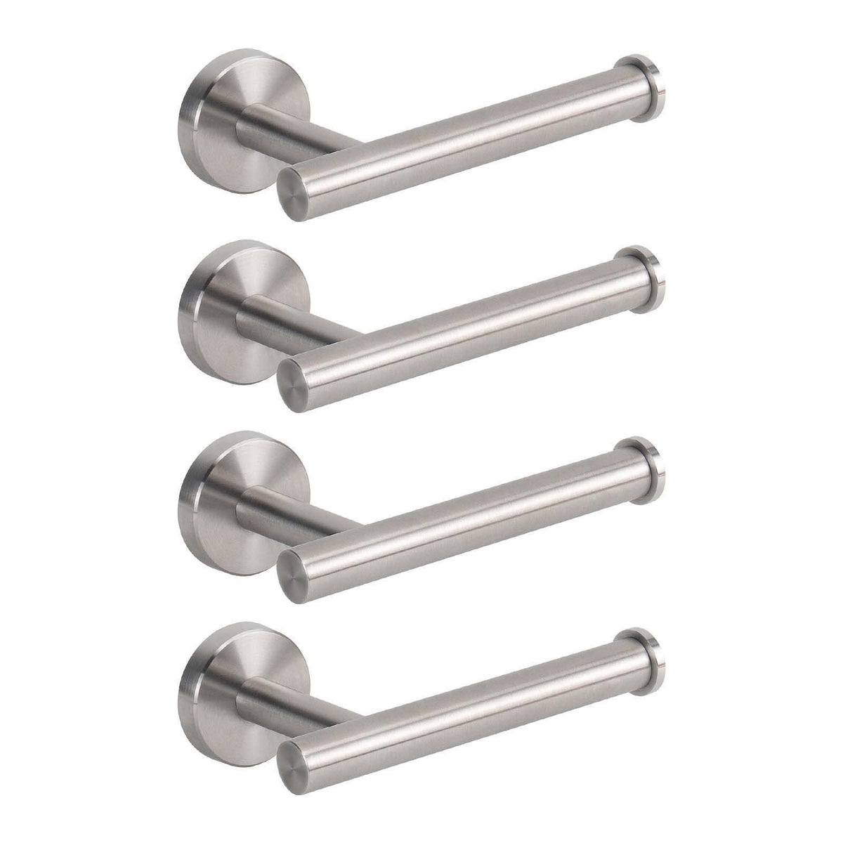 NearMoon toilet paper holder with 6-inch arm, brushed nickel finish for easy bathroom access.