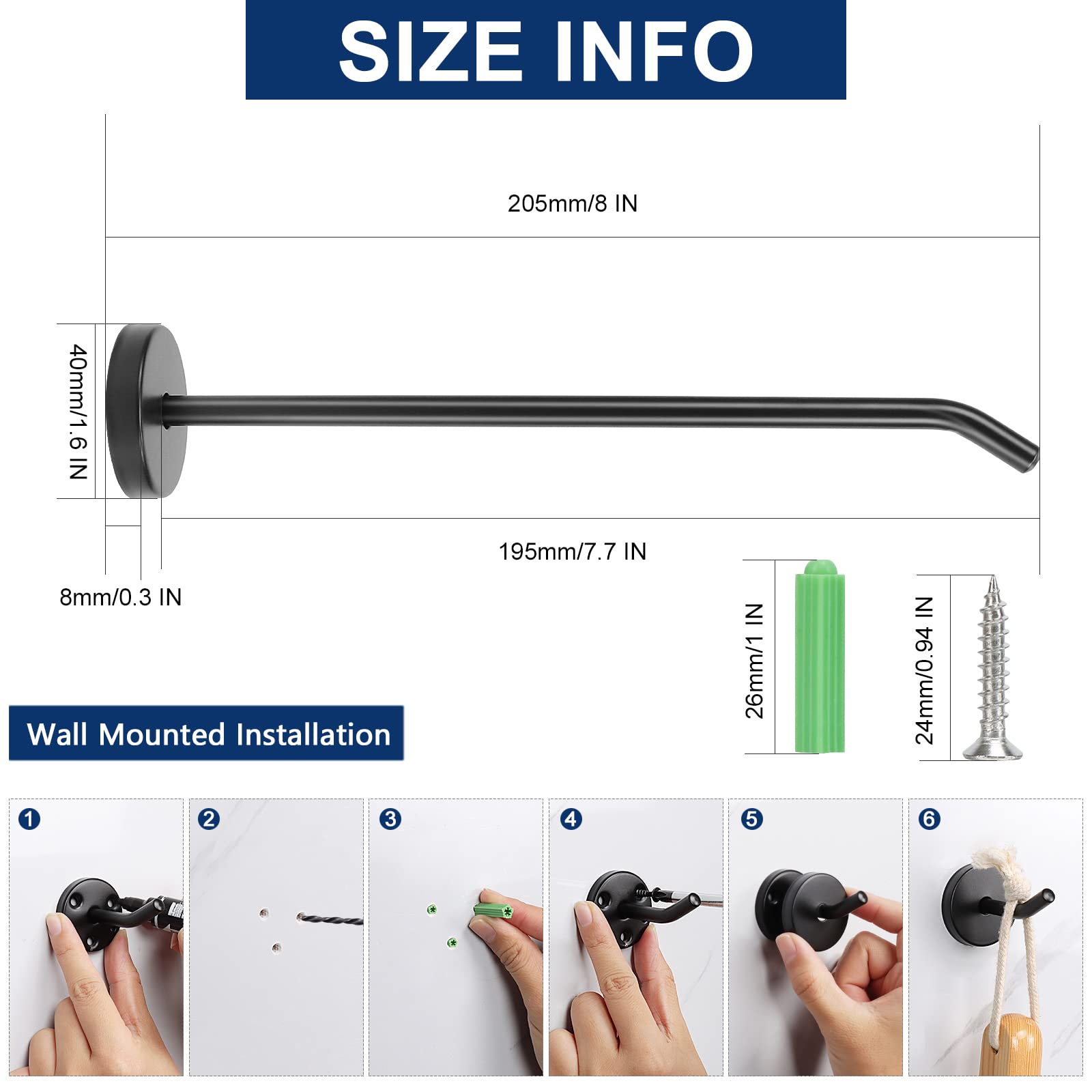 NearMoon coat hooks with long nose design for extra hanging capacity.