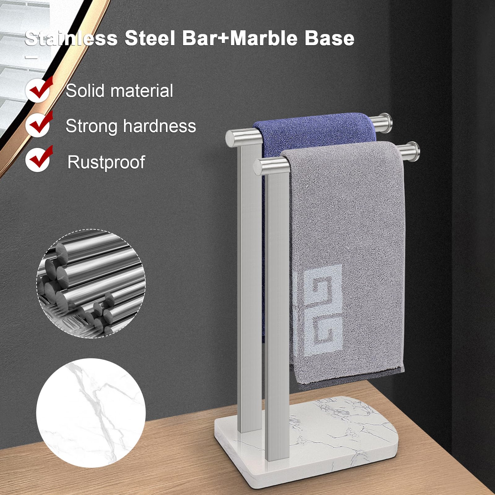 NearMoon double towel bar assembly for two towels