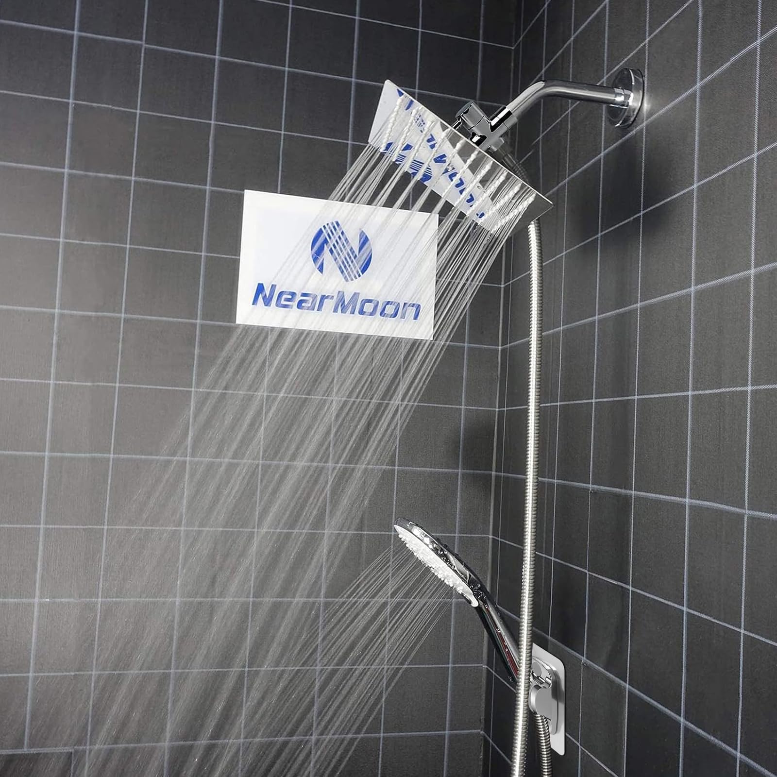 NearMoon easy-installation no tools required swap to standard shower arm