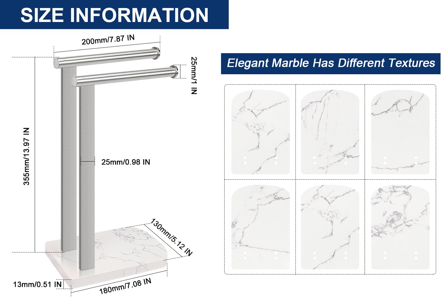 NearMoon free-standing towel bar in brushed nickel for countertops