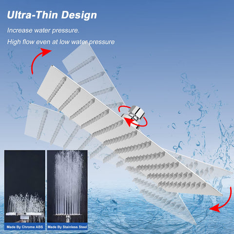 NearMoon high-flow stainless square rainfall head delivers strong pressure