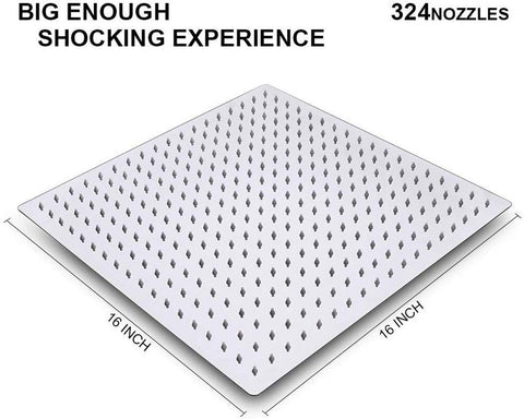 NearMoon high-flow stainless square head maintains steady water pressure across outlets.