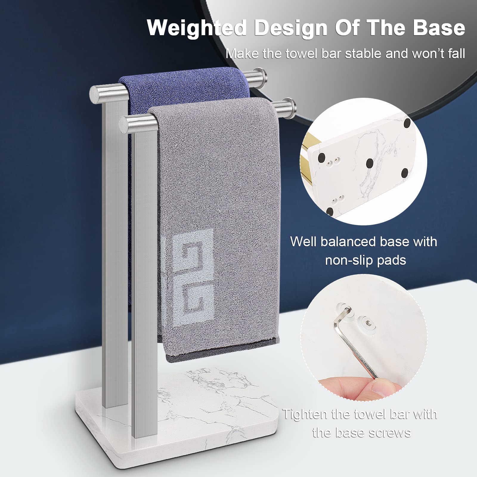 NearMoon marble base provides stability and refined look