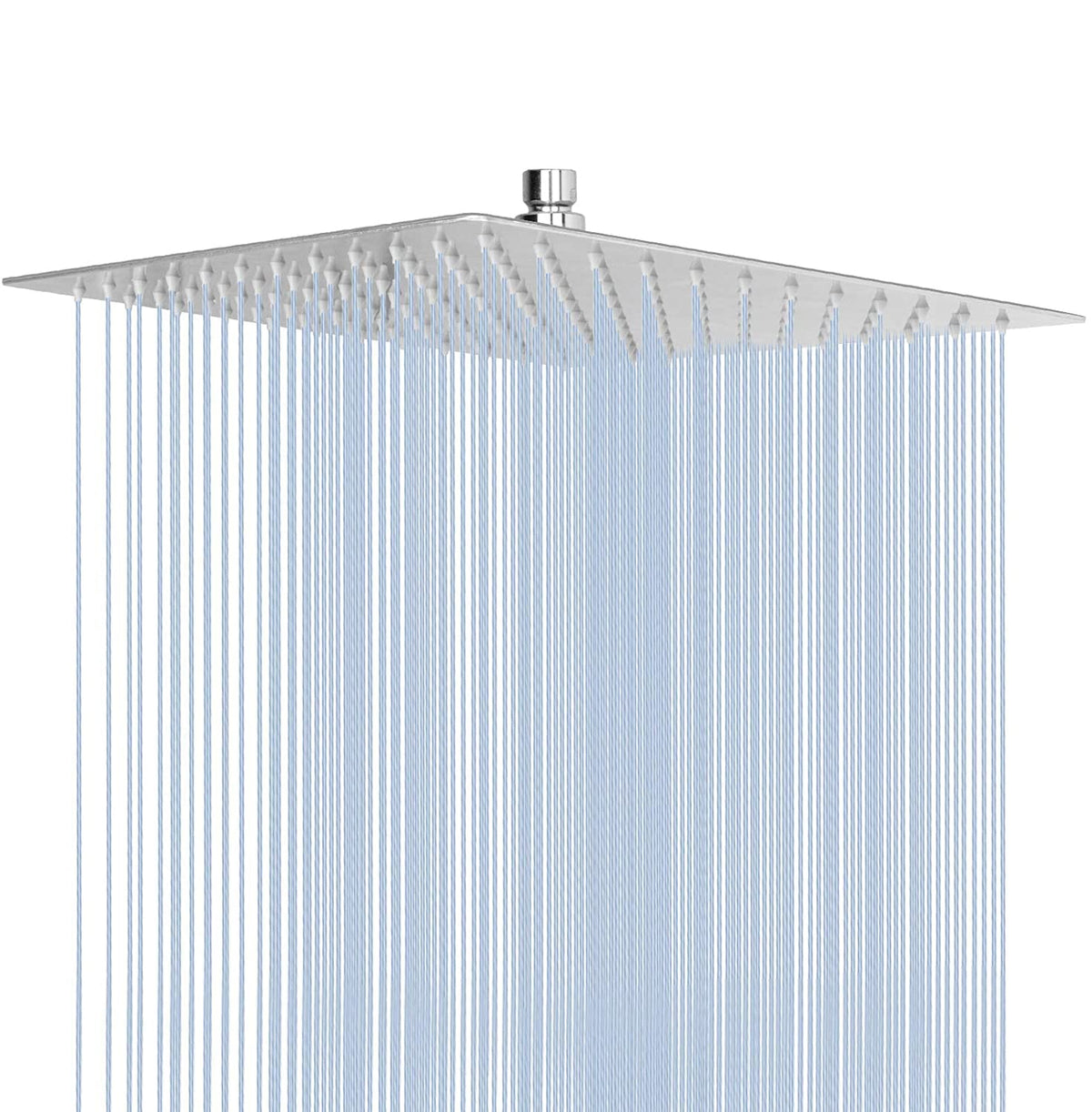 NearMoon 12-inch square rain shower head in chrome delivers full-body coverage.