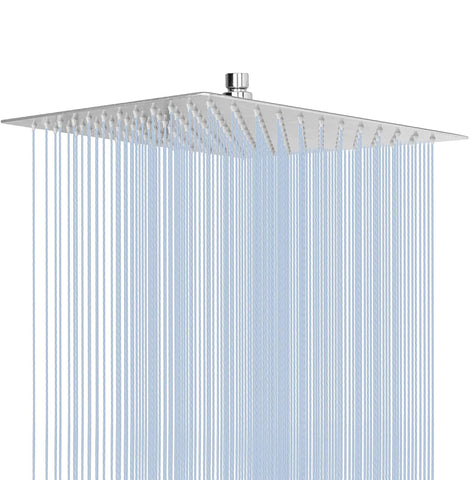 NearMoon 12-inch square rain shower head in chrome delivers full-body coverage.