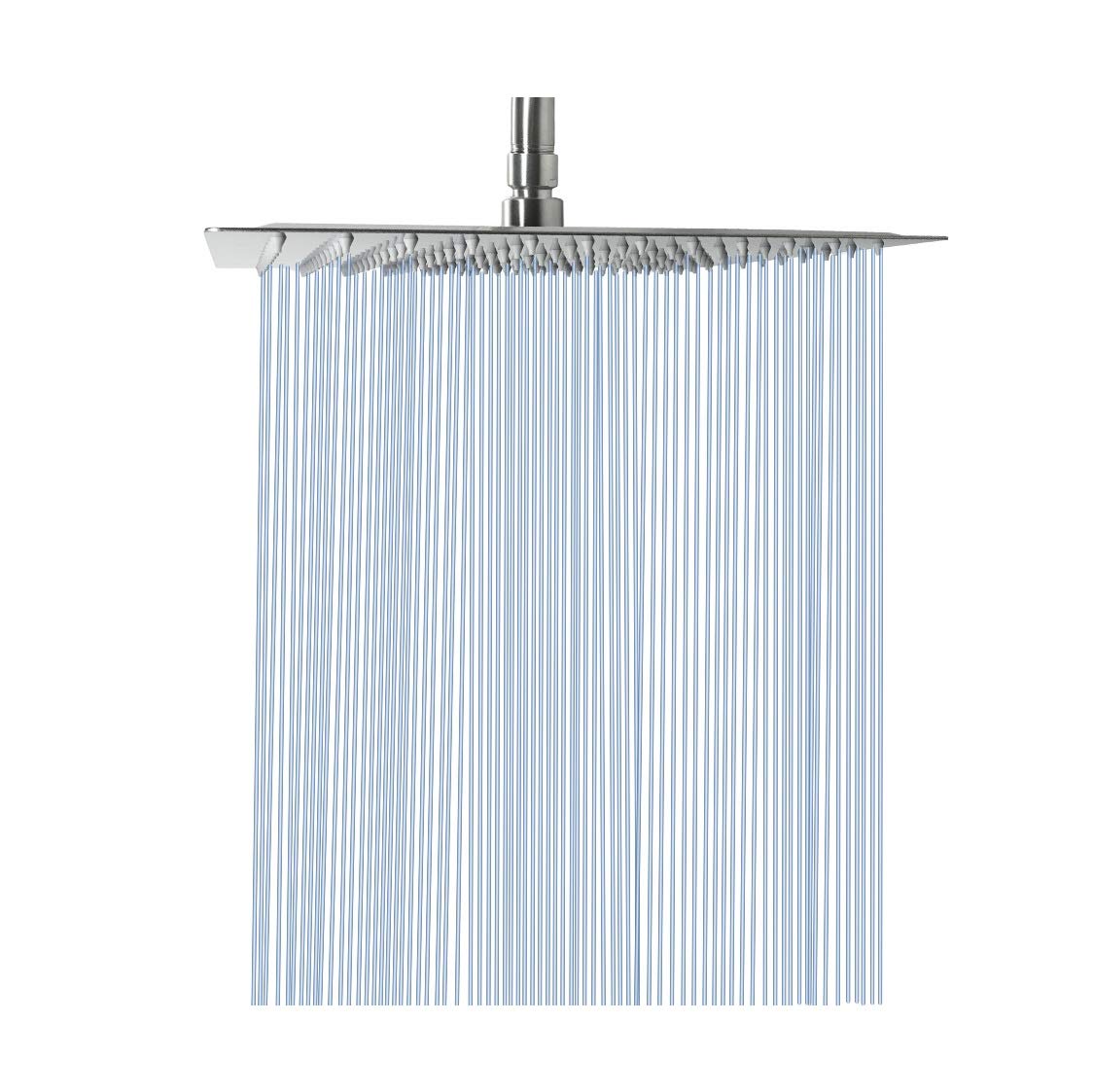 NearMoon 12 by 12 inch square brushed nickel rain shower head for full body coverage.