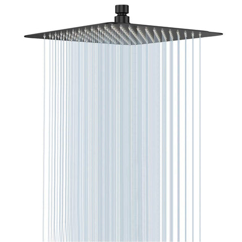 NearMoon Rain Shower Head 12in square, matte-black, delivers immersive full-body coverage.
