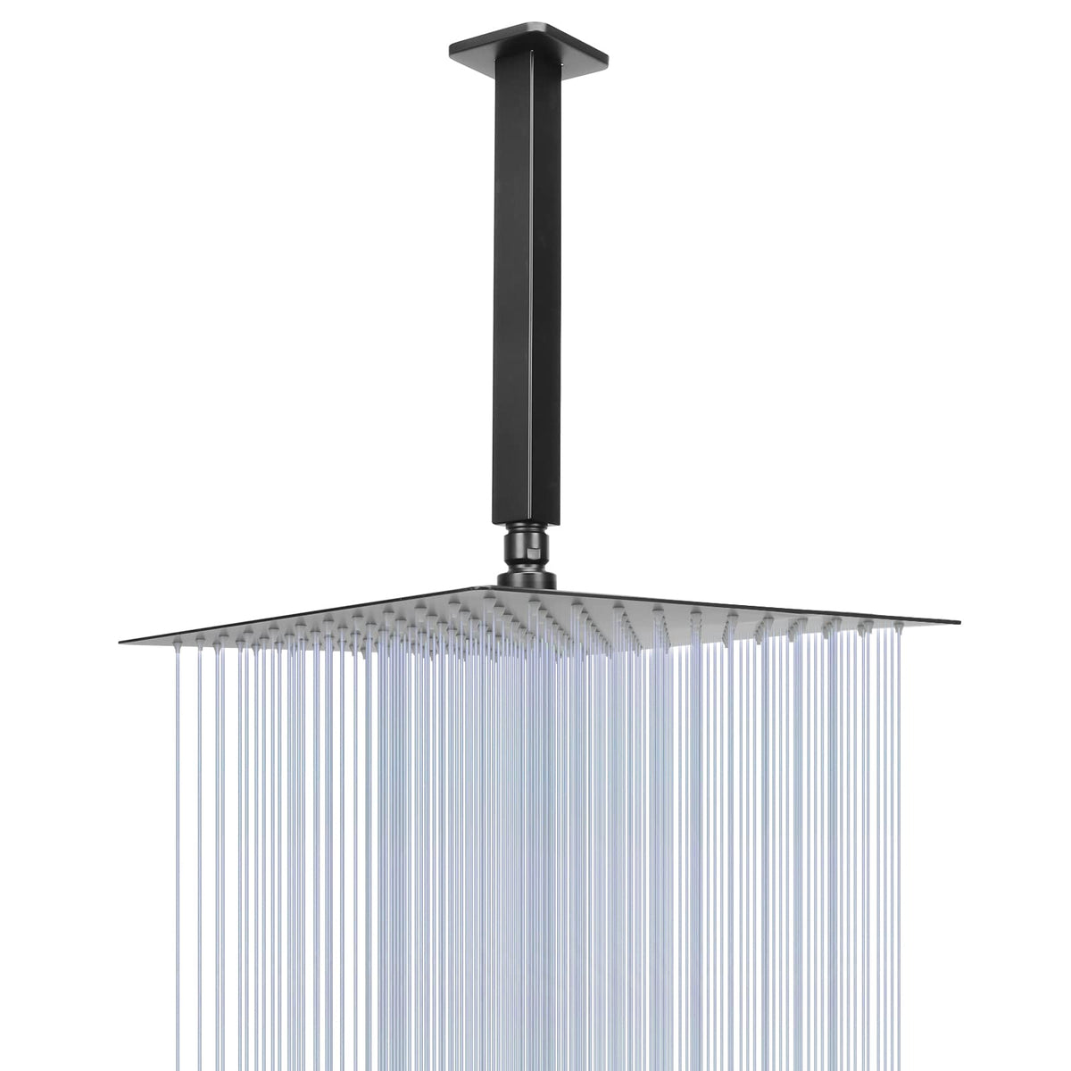 NearMoon rain shower head with 12inch matte black finish delivers full body coverage.