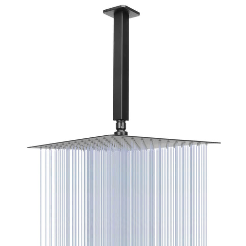 NearMoon rain shower head with 12inch matte black finish delivers full body coverage.