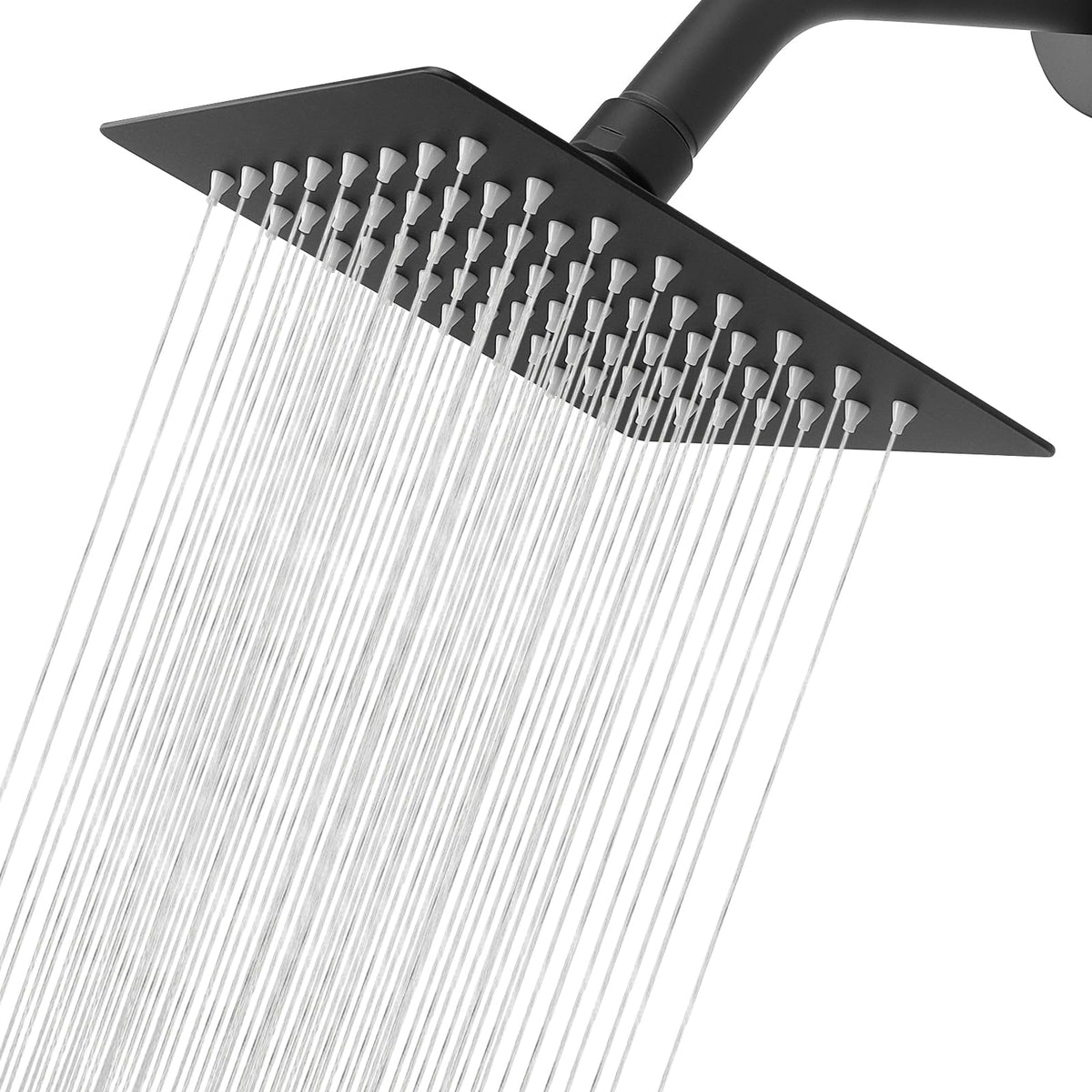 NearMoon Rain Shower Head 6inch square matte black for immersive rainfall and style.