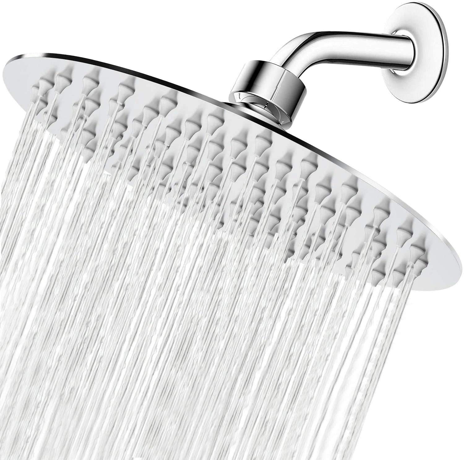 NearMoon 8-inch rain shower head in chrome finish delivering luxurious rainfall.