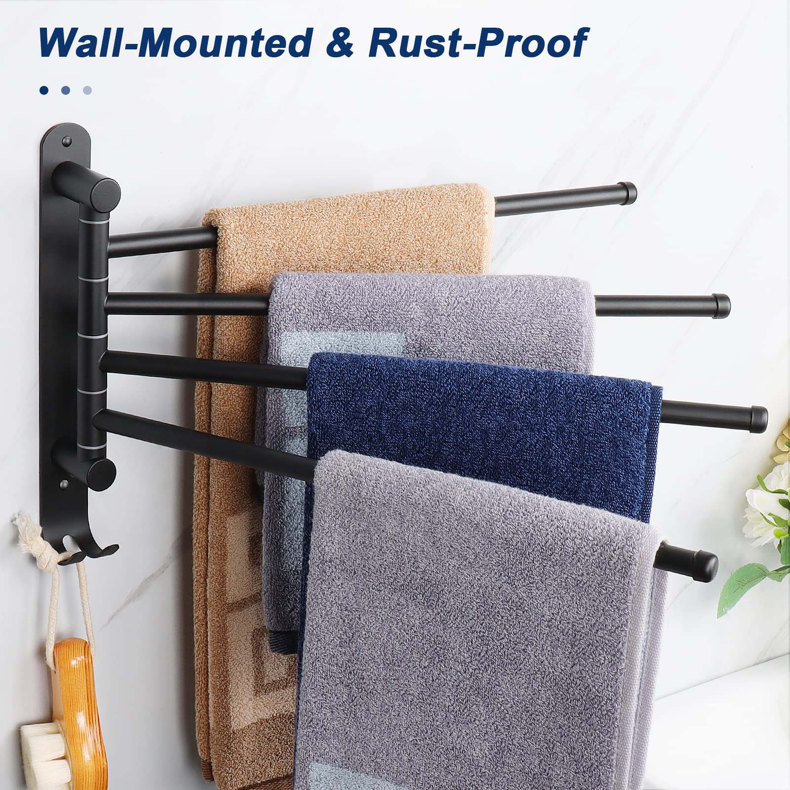 NearMoon rustproof wall-mounted towel hanger for bathroom and kitchen.