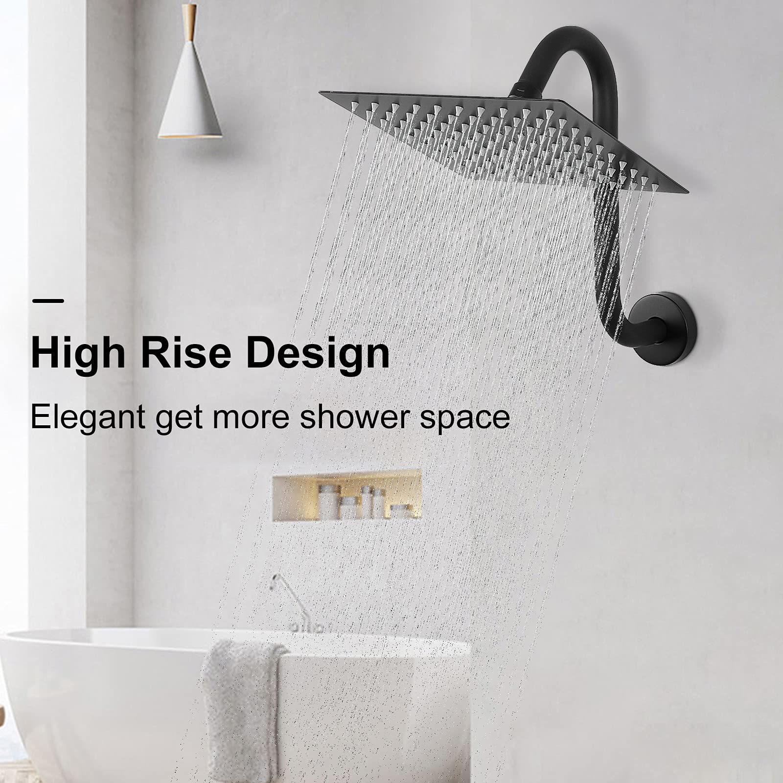 NearMoon shower arm with flange improves angle reach and usability