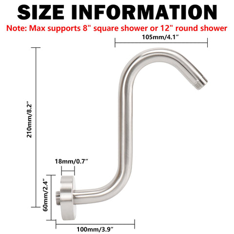 NearMoon shower arm with flange attachment for secure wall mounting.