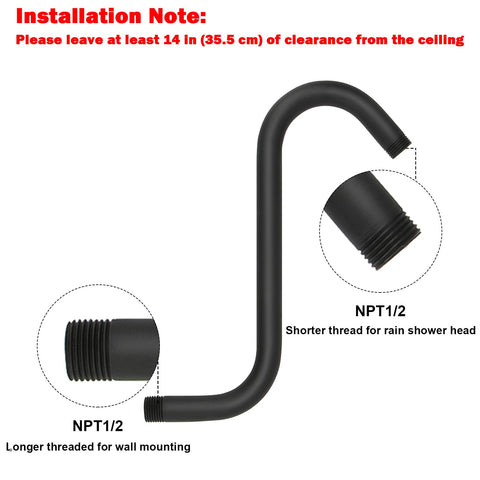 NearMoon S-shaped shower arm installation in-wall for a tidy bathroom look