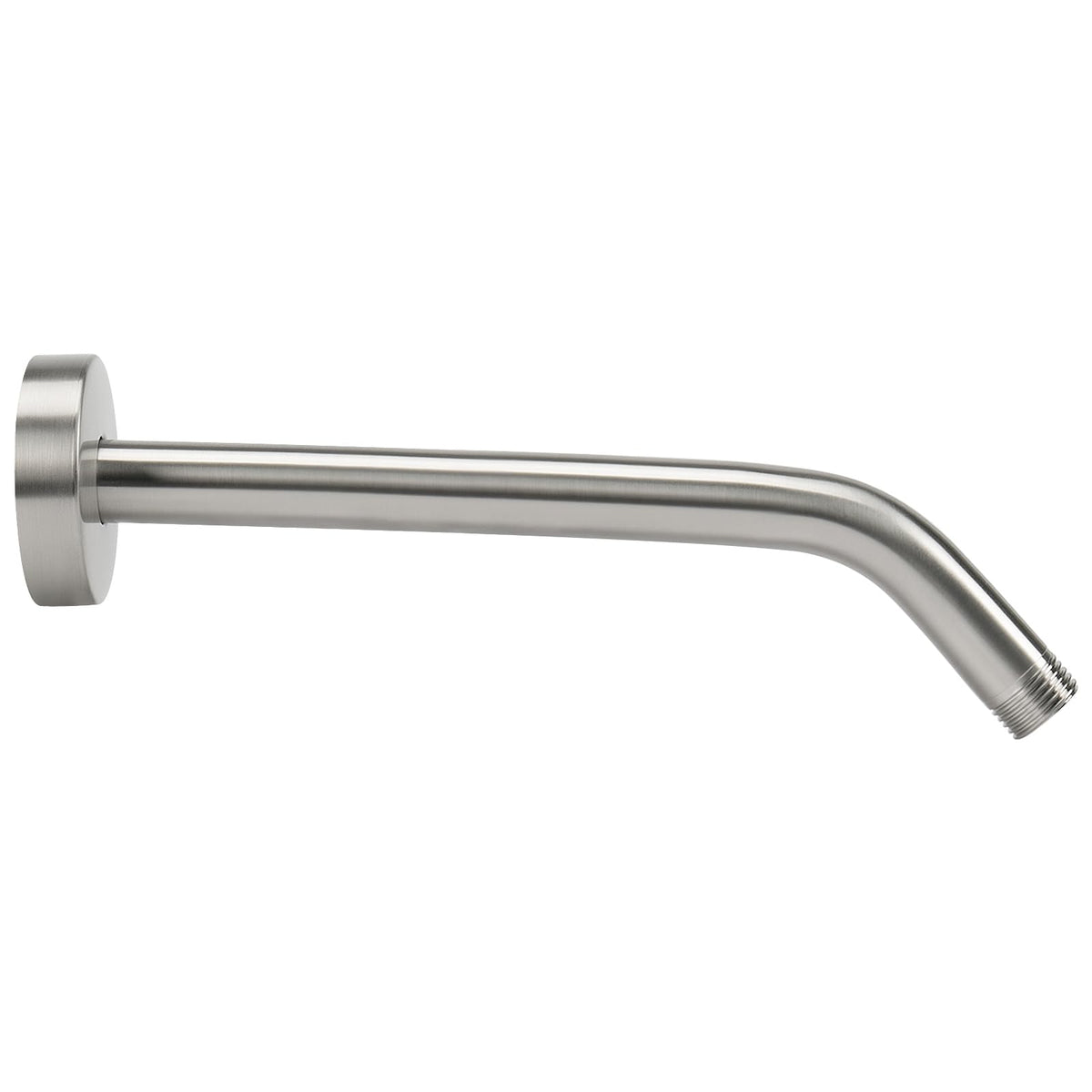 NearMoon shower arm with brushed nickel finish for durable, rust-resistant performance.
