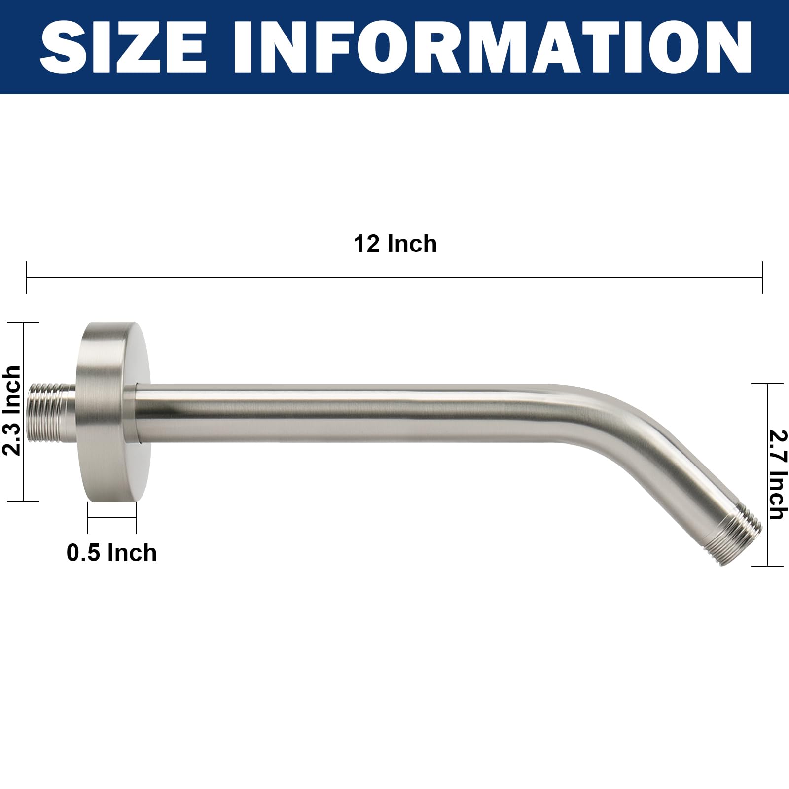 NearMoon shower arm with flange included for easy wall mounting.
