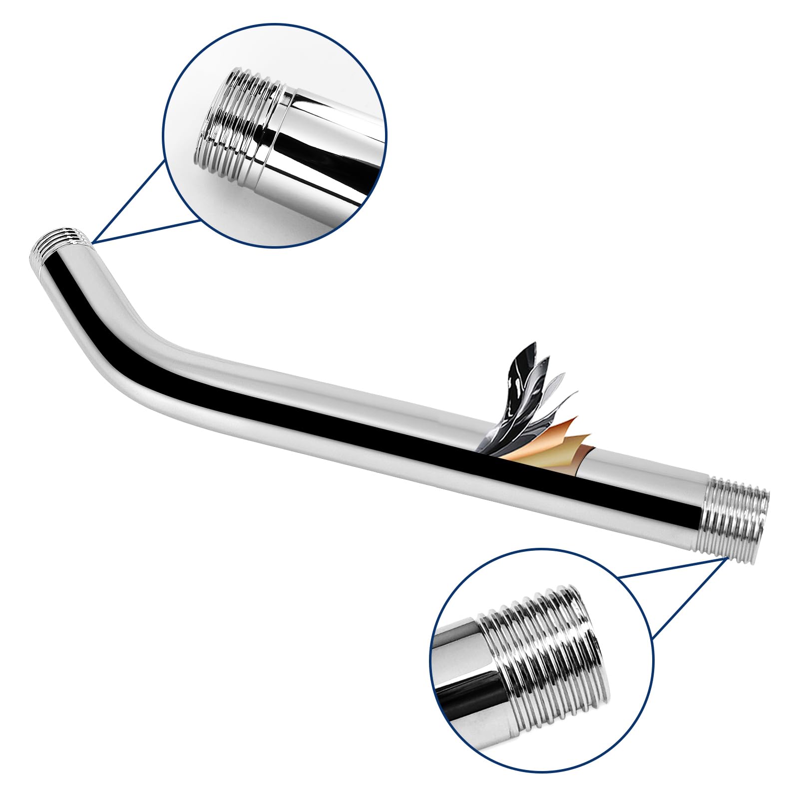 NearMoon shower arm overhead view highlighting 12-inch reach for better spray control