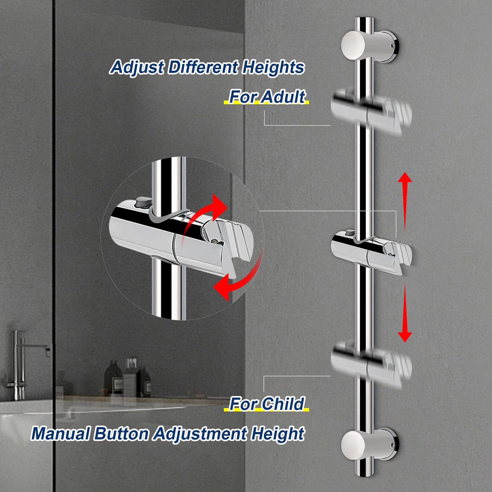 NearMoon 24 inch slide bar offers a wide height range for kids and adults