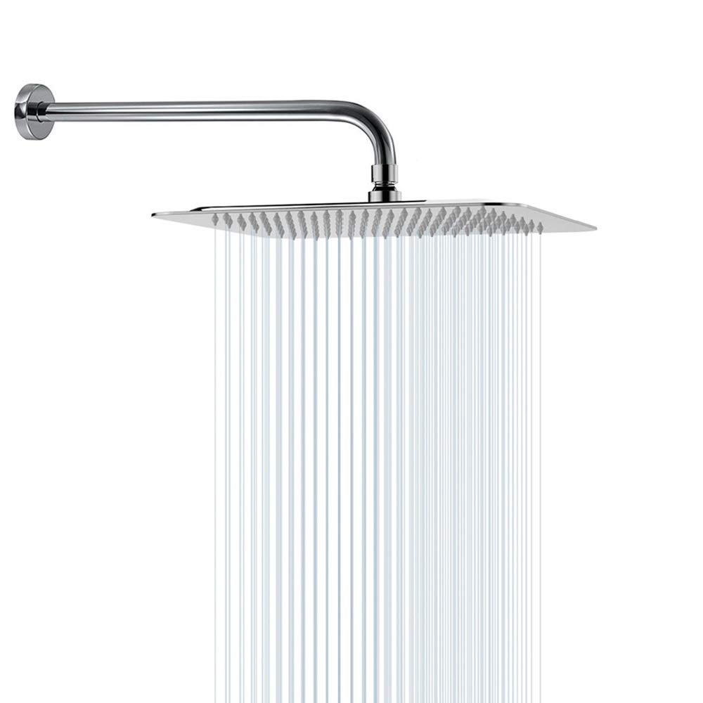 NearMoon 12-inch square rain shower head in chrome for full-body coverage.