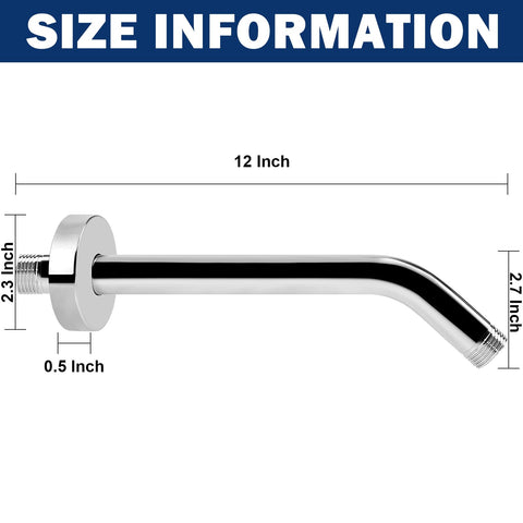 NearMoon stainless steel shower arm close-up with chrome finish and corrosion resistance