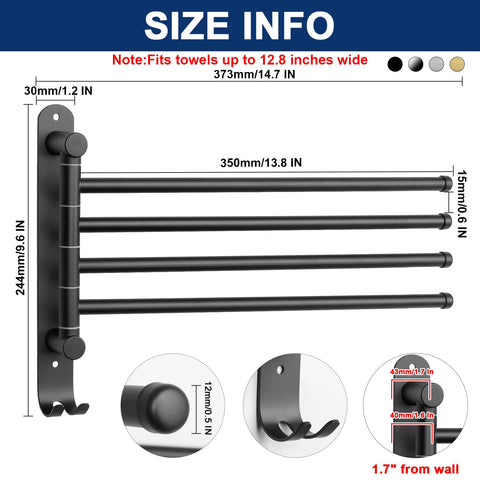 NearMoon stainless steel towel bar with rotating arms for organized drying.