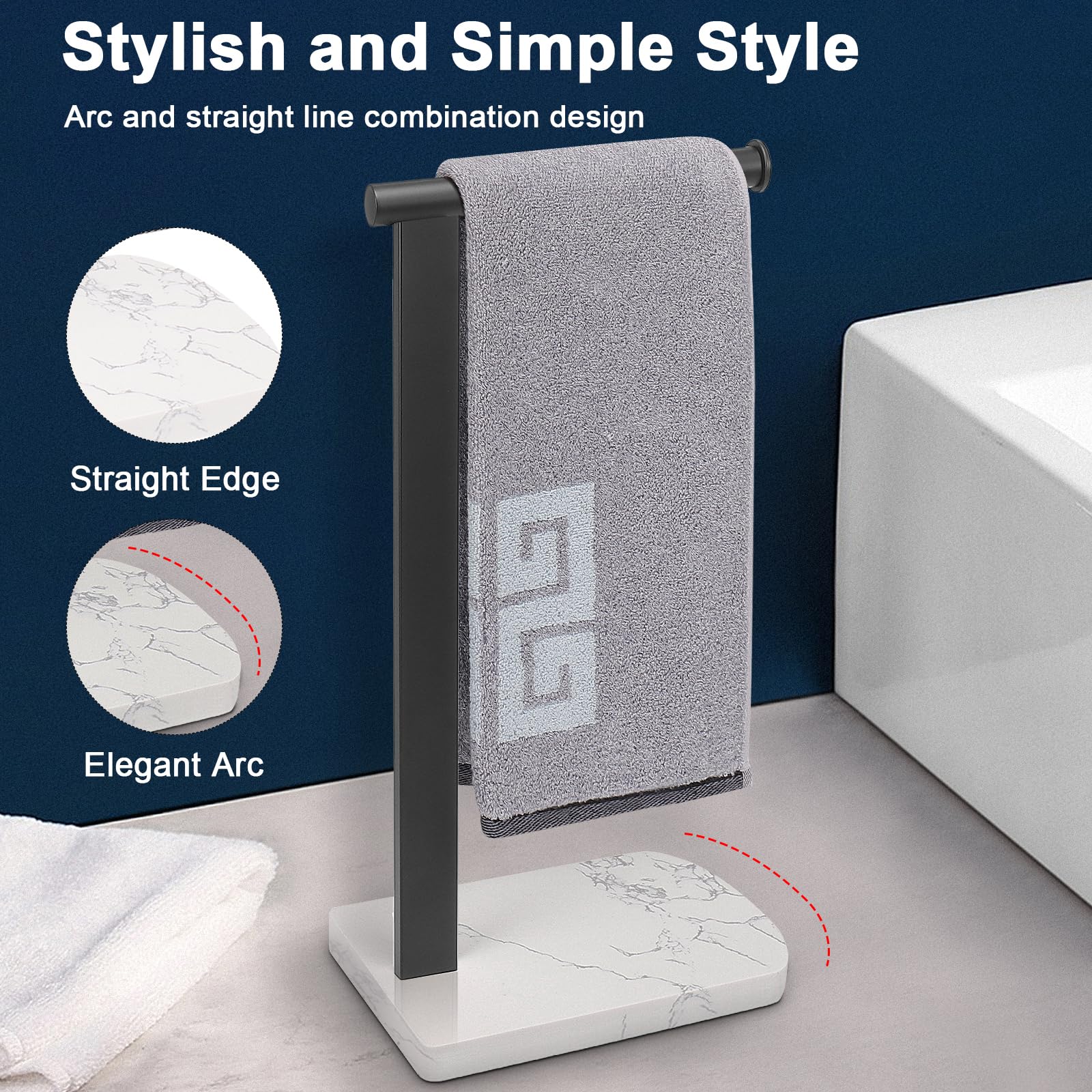 NearMoon sturdy marble-base towel rack combines durability with refined style.