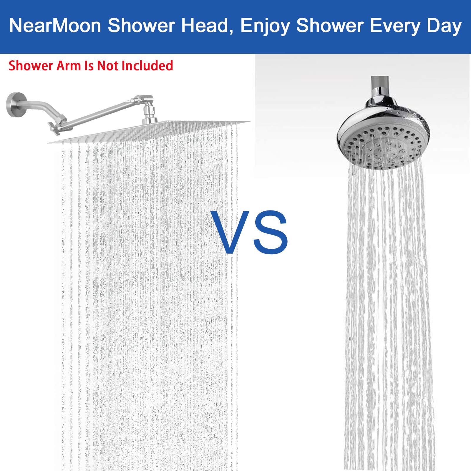 NearMoon swivel-ball connector enables flexible angle adjustments during showers