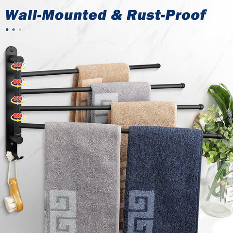 NearMoon Swivel Towel Rack features rustproof SUS304 stainless steel construction.