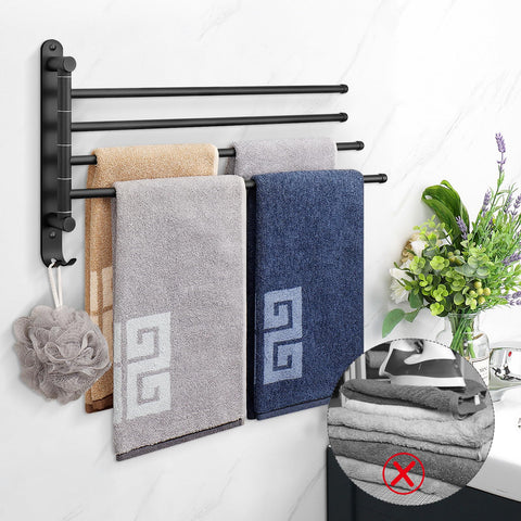 NearMoon Swivel Towel Rack holds towels and kitchen items.