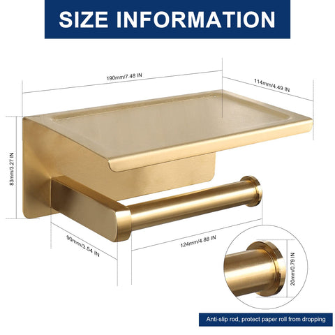 NearMoon stainless steel holder, side view highlighting anti-slip shelf.