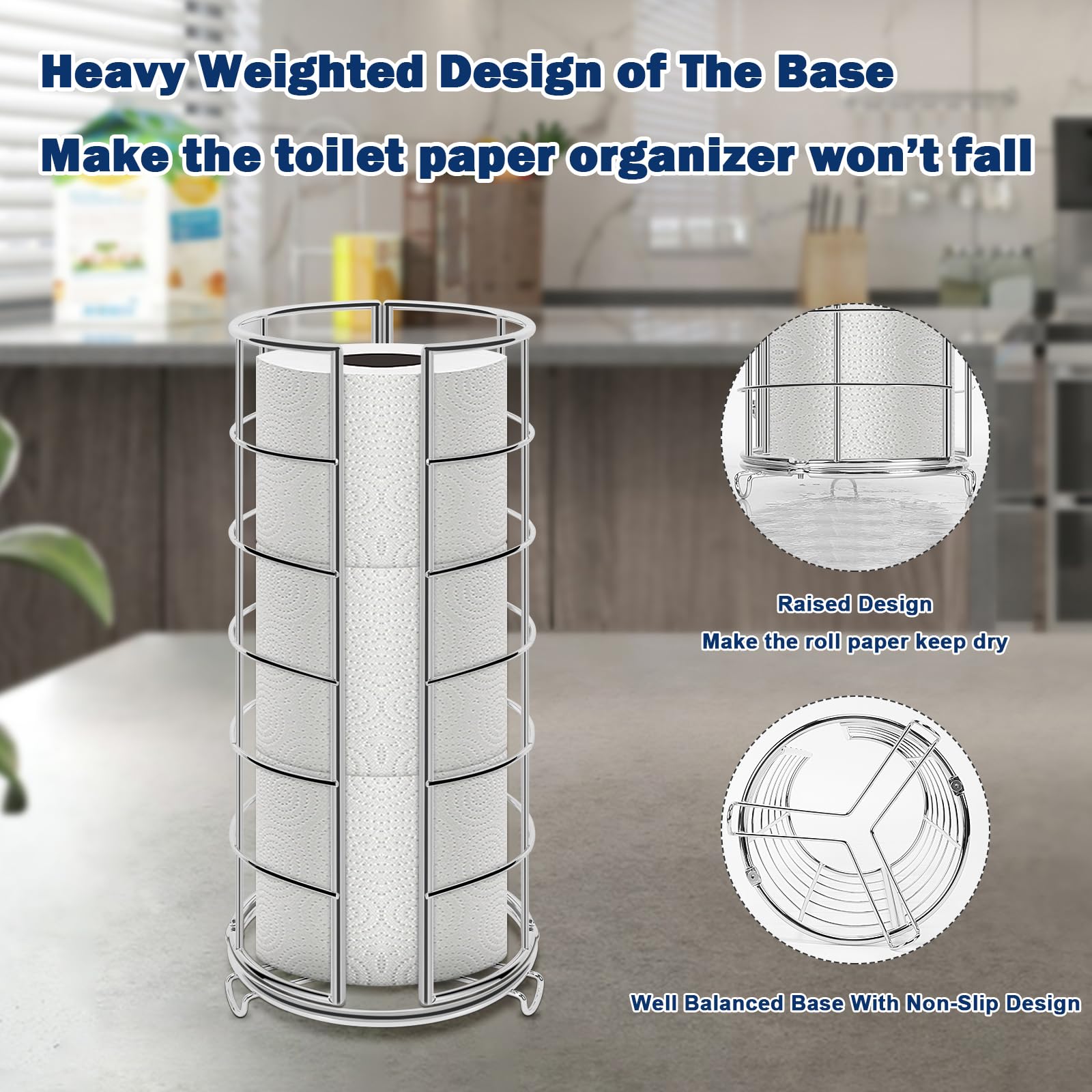 NearMoon 3-roll capacity holder holds three rolls for convenient storage