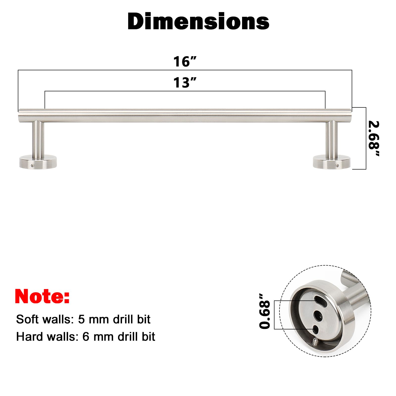 NearMoon towel bar wall-mount closeup shows seamless joints and finish.