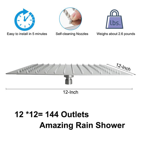 NearMoon wide 12-inch rain head delivers enveloping spray.