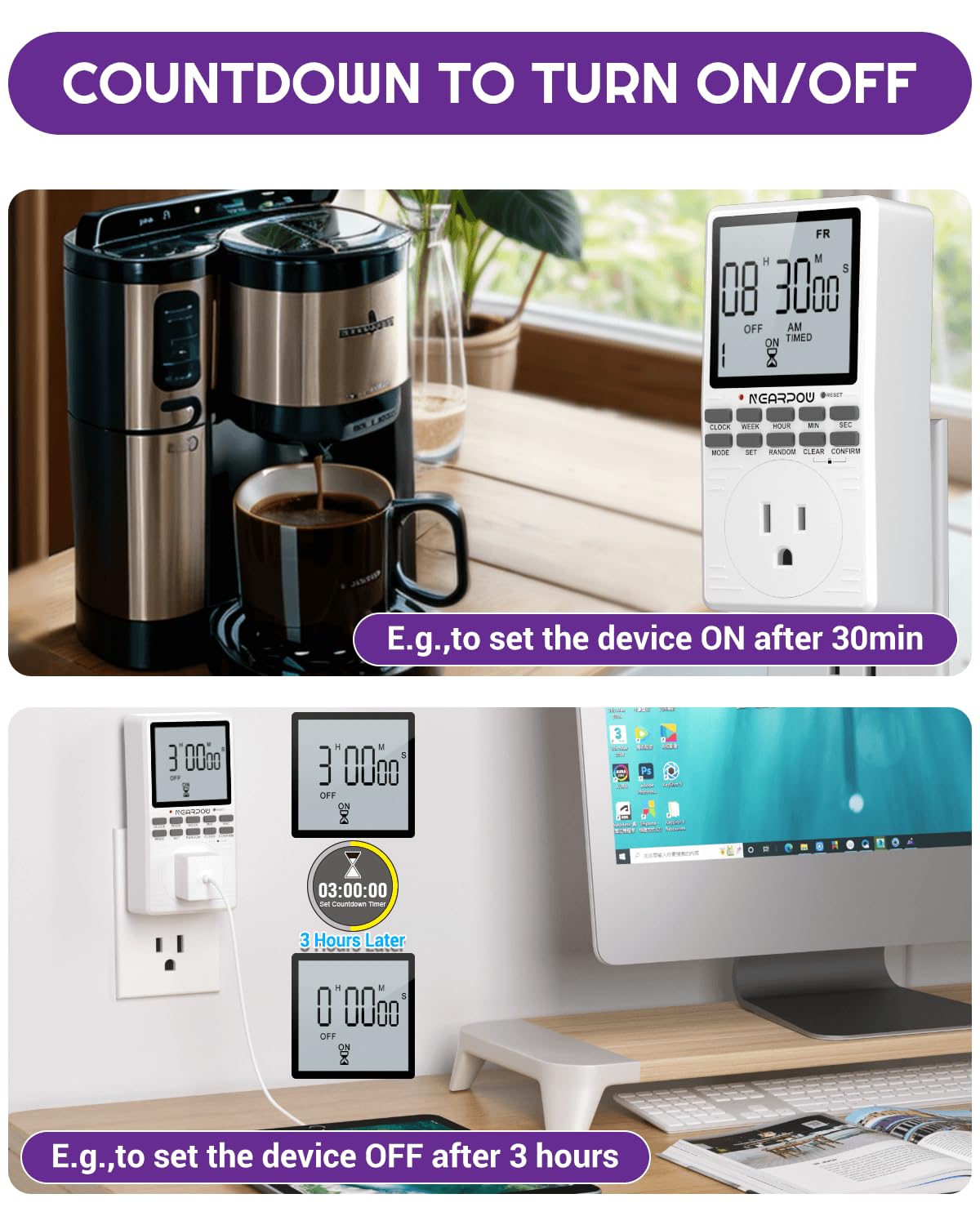 NEARPOW outlet timer nineteen on/off programs for flexible automation.