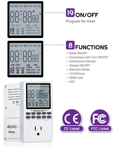 NEARPOW outlet timer programming interface enables quick setup of weekly programs.