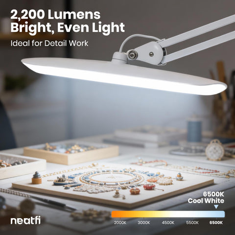Neatfi XL adjustable arm enables flexible positioning.