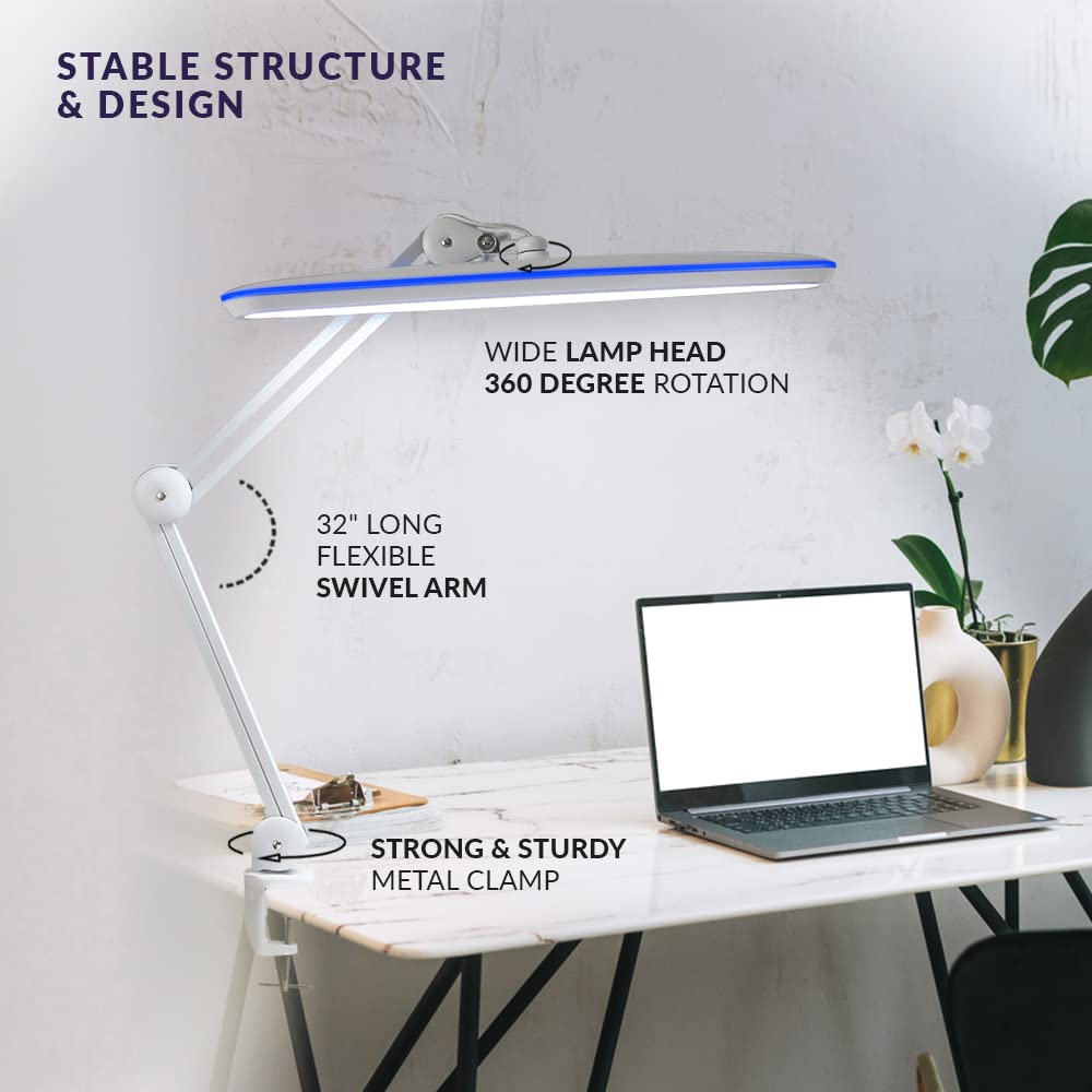 Neatfi XL LED Desk Lamp adjustable arm enables precise light placement for crafts and nail tech.