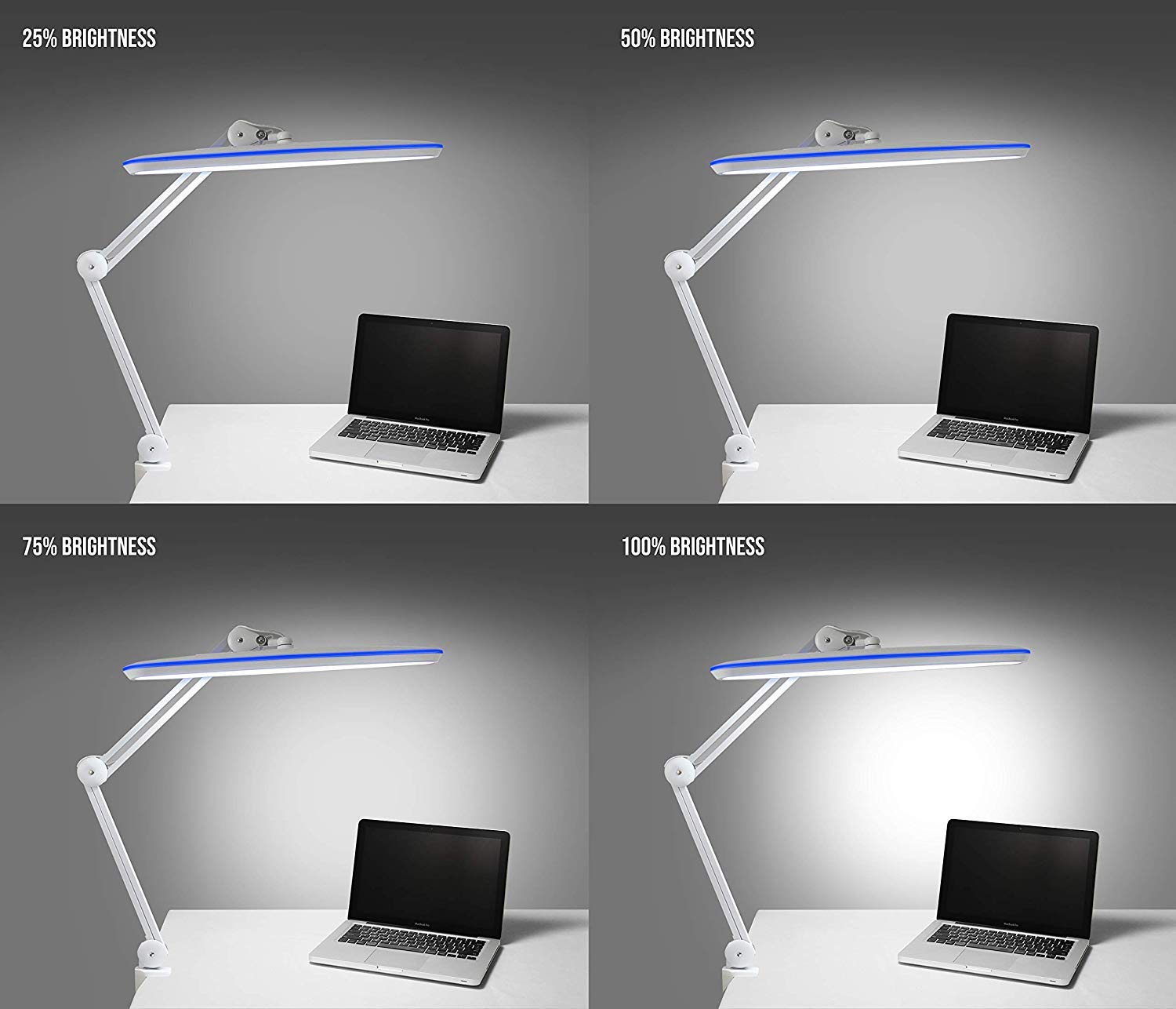 Neatfi XL LED Desk Lamp dimmable settings tailor brightness for anytime tasks.
